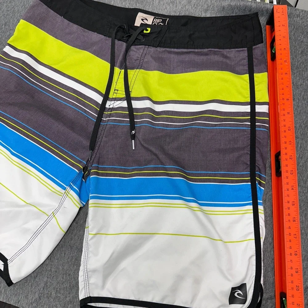 Rip Curl Swim Trunks Striped Board Shorts‎ Drawstring Pocket Surf Size 32